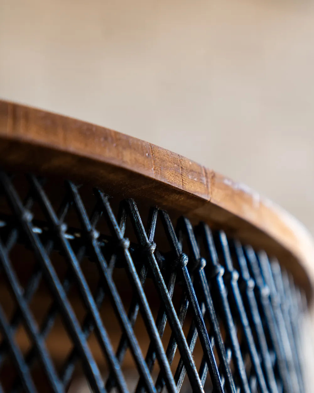 Mesa Ratona Rona en Madera Teca y Hierro